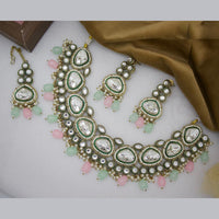 India Art Gold Plated  Kundan Stone And Beads Necklace Set