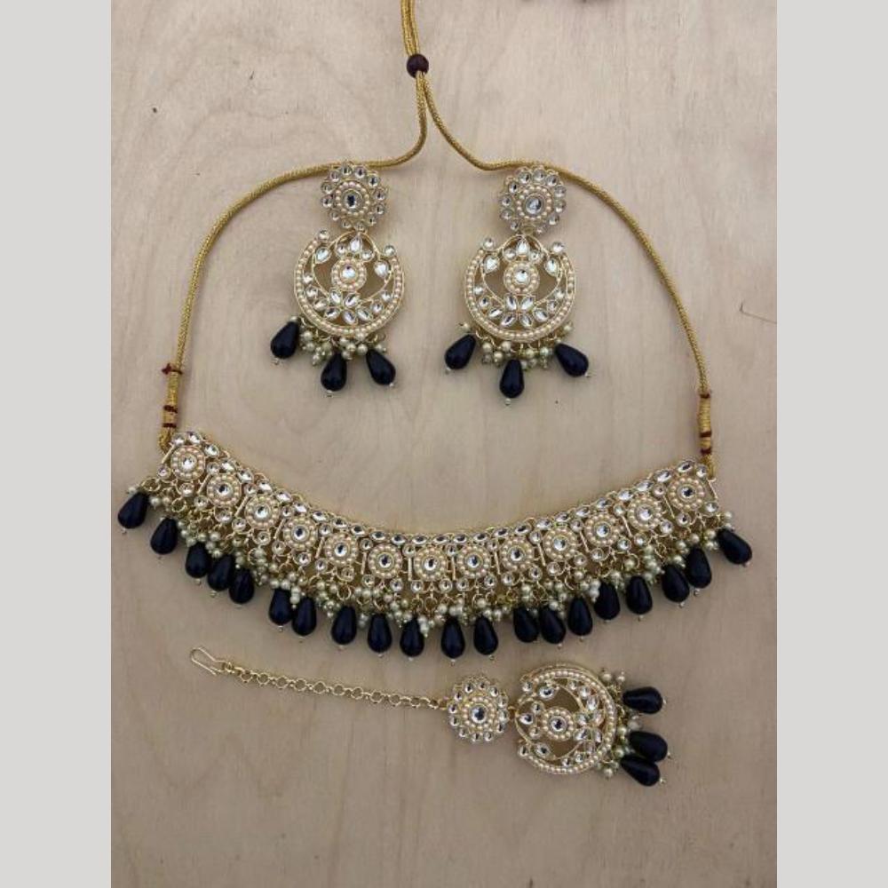 India Art Gold plated Kundan Beads And Pearl Necklace Set