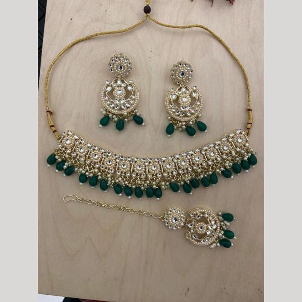 India Art Gold plated Kundan Beads And Pearl Necklace Set