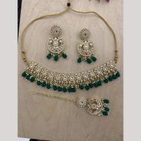 India Art Gold plated Kundan Beads And Pearl Necklace Set