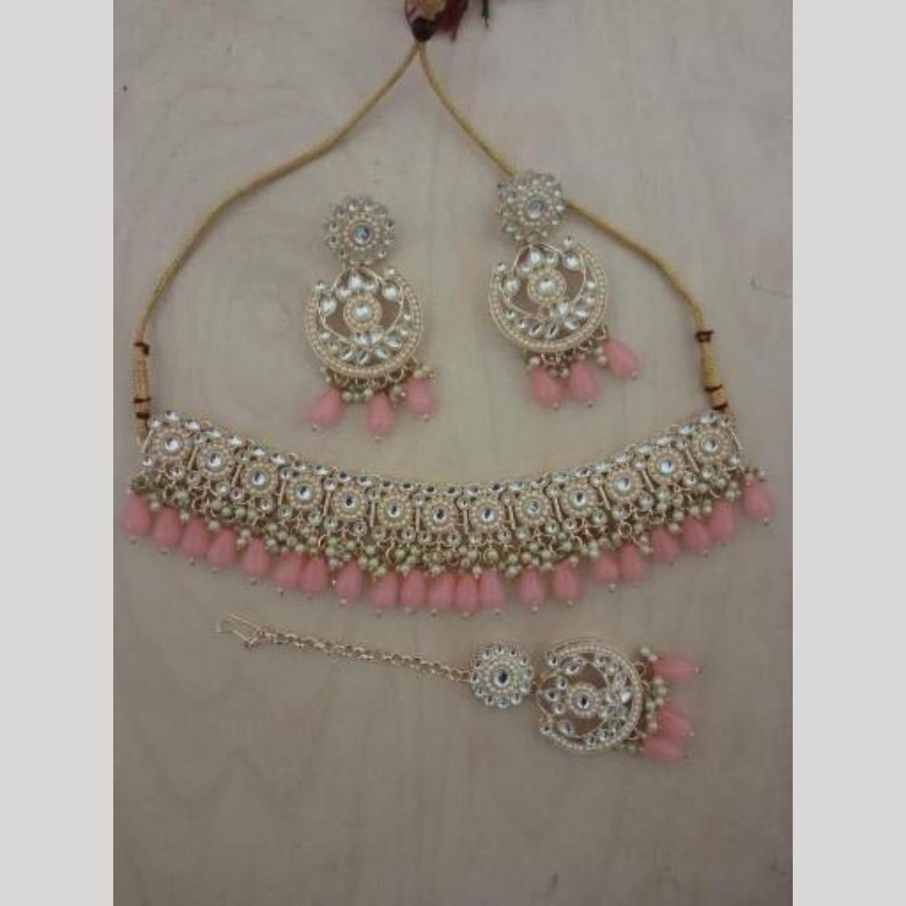 India Art Gold plated Kundan Beads And Pearl Necklace Set