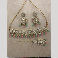 India Art Gold plated Kundan Beads And Pearl Necklace Set