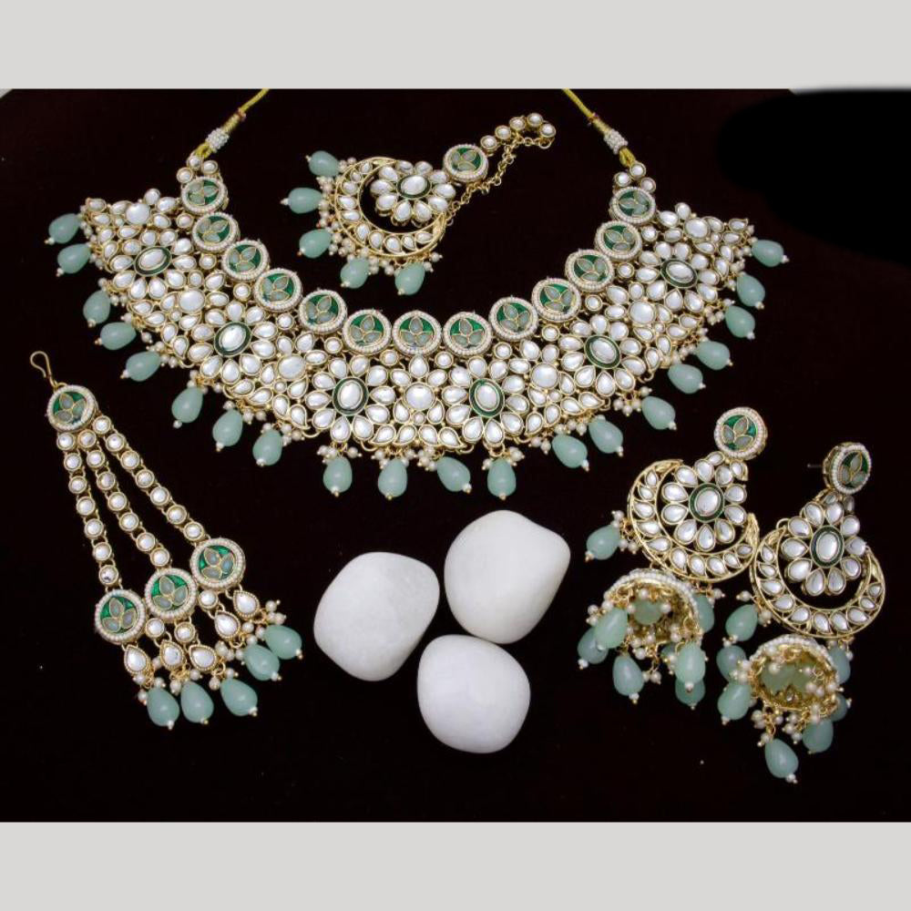 India Art Gold plated Kundan Beads And Pearl Necklace Set