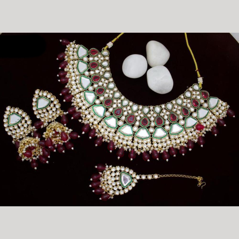 India Art Gold plated Kundan Beads And Pearl Necklace Set