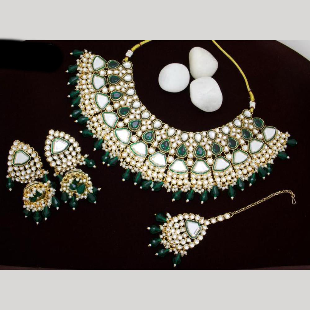India Art Gold plated Kundan Beads And Pearl Necklace Set