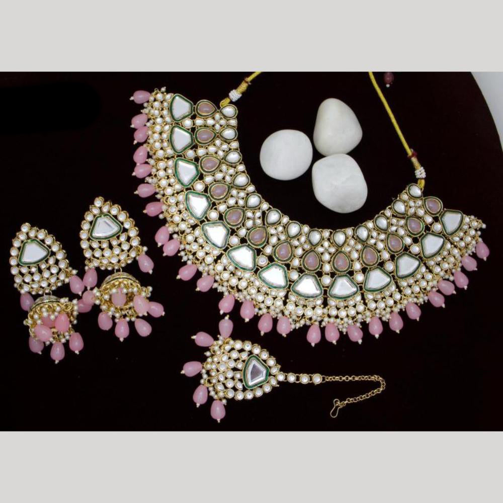 India Art Gold plated Kundan Beads And Pearl Necklace Set