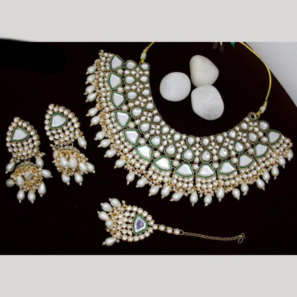 India Art Gold plated Kundan Beads And Pearl Necklace Set