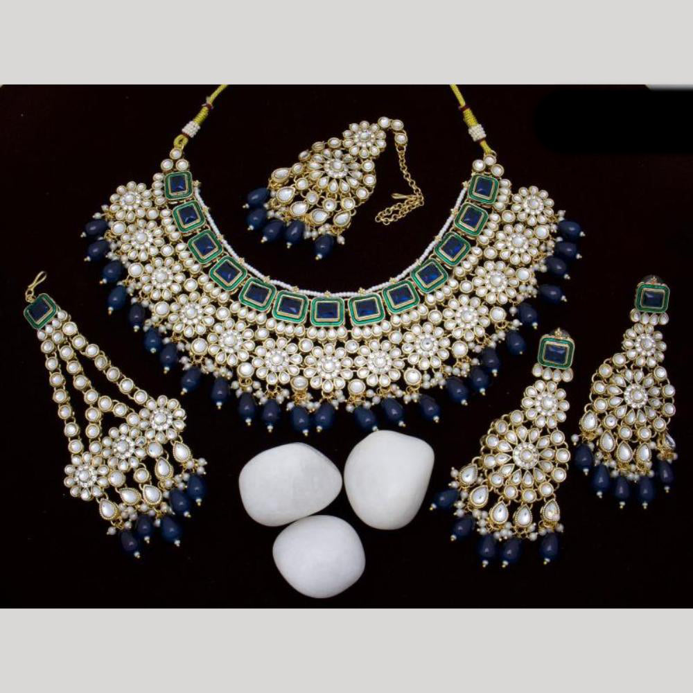 India Art Gold plated Kundan Beads And Pearl Necklace Set