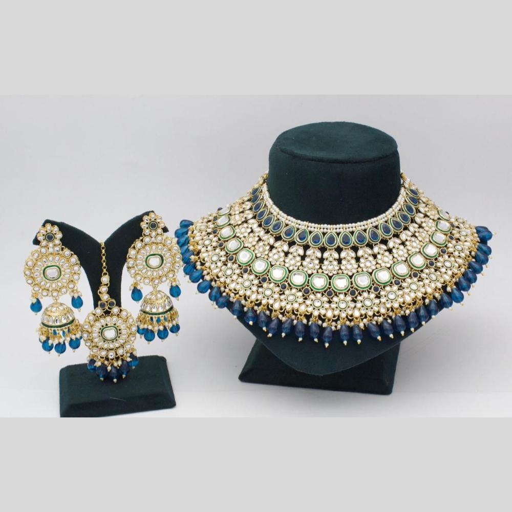 India Art Gold plated Kundan Beads And Pearl Necklace Set