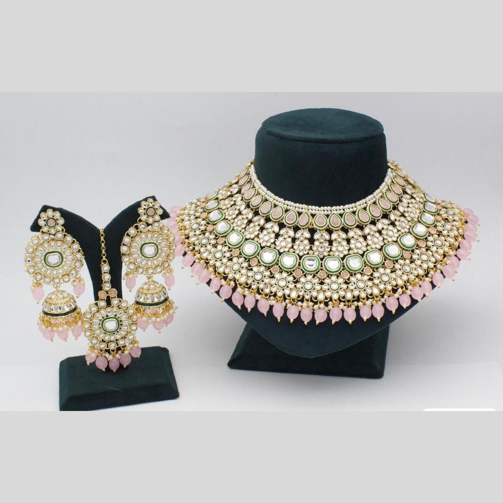 India Art Gold plated Kundan Beads And Pearl Necklace Set