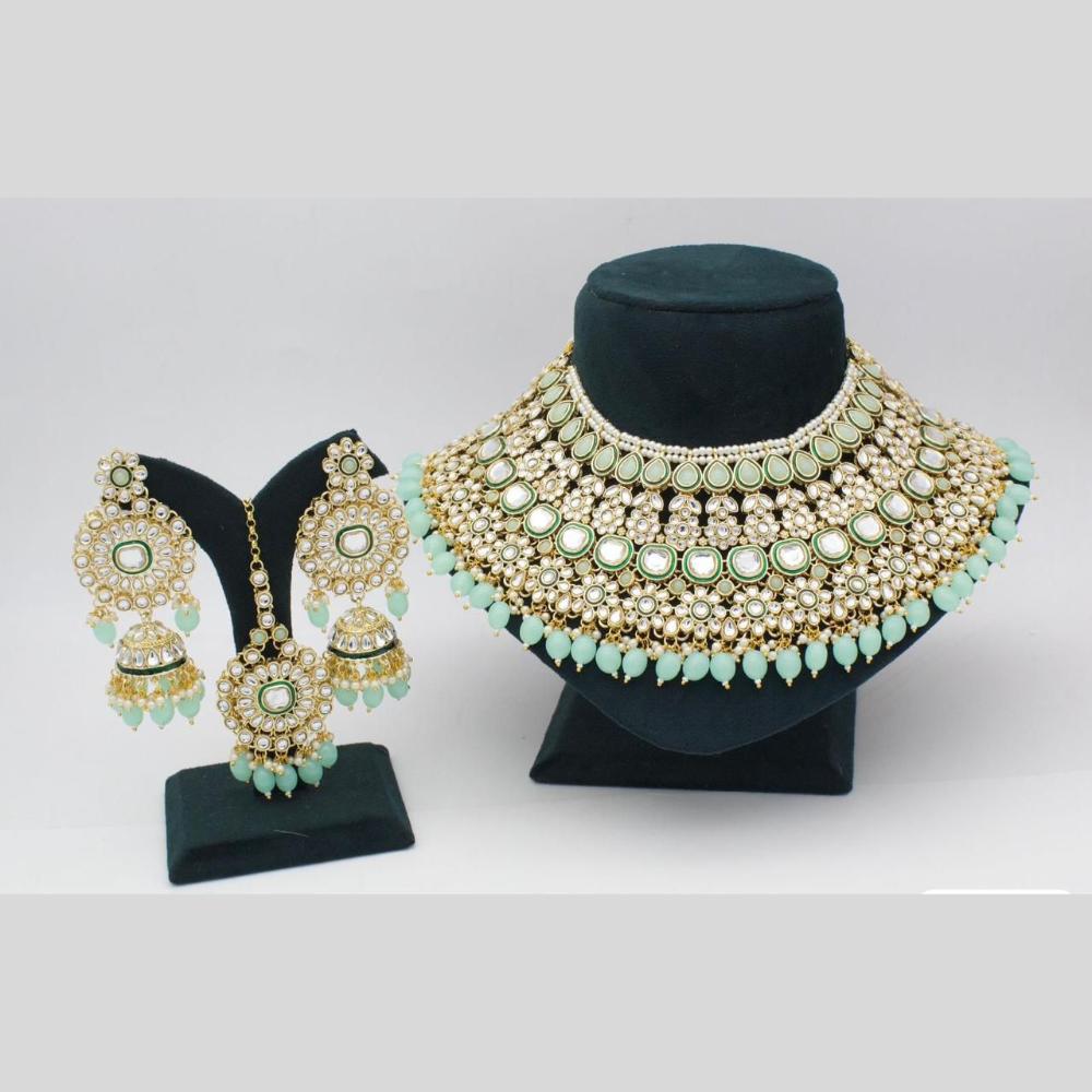 India Art Gold plated Kundan Beads And Pearl Necklace Set