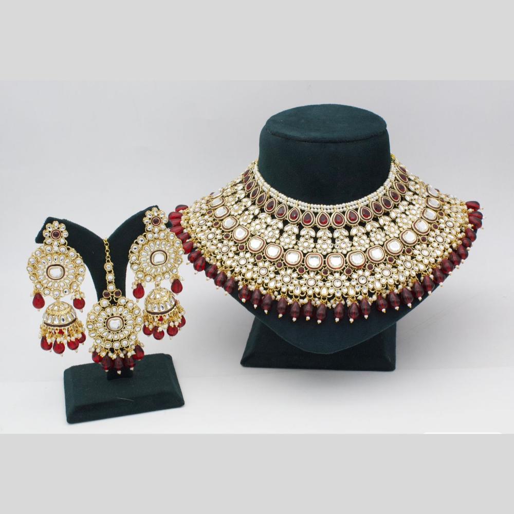 India Art Gold plated Kundan Beads And Pearl Necklace Set