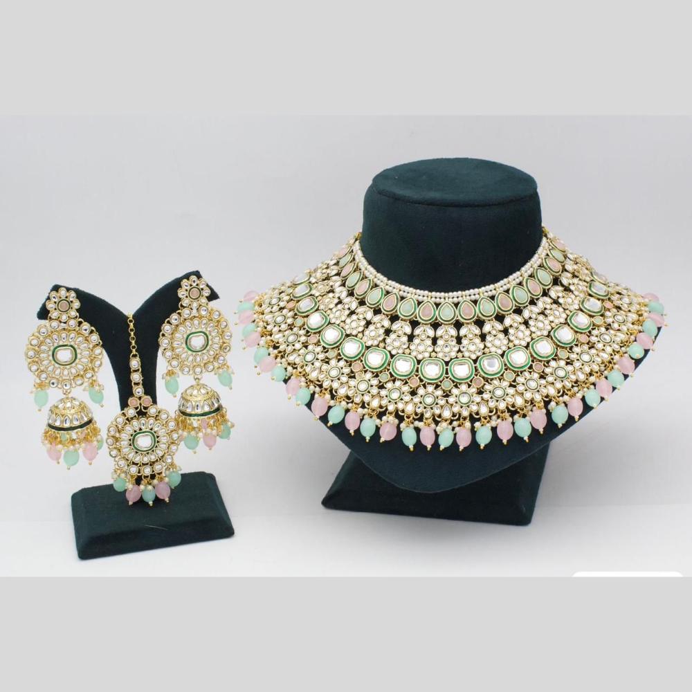 India Art Gold plated Kundan Beads And Pearl Necklace Set