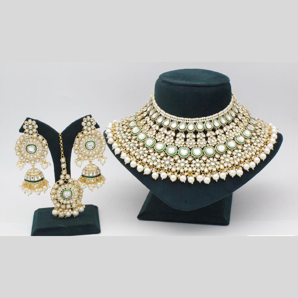 India Art Gold plated Kundan Beads And Pearl Necklace Set