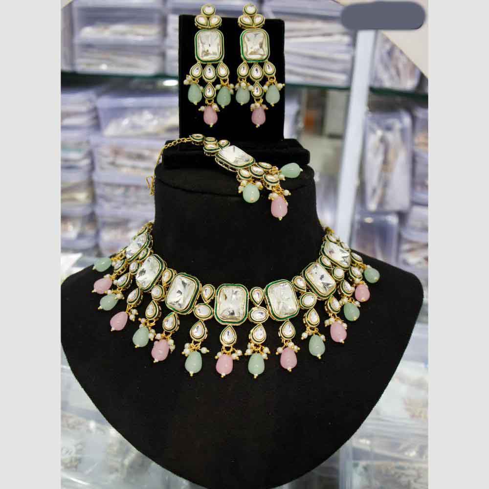 India Art Kundan Stone And Beads Necklace Set
