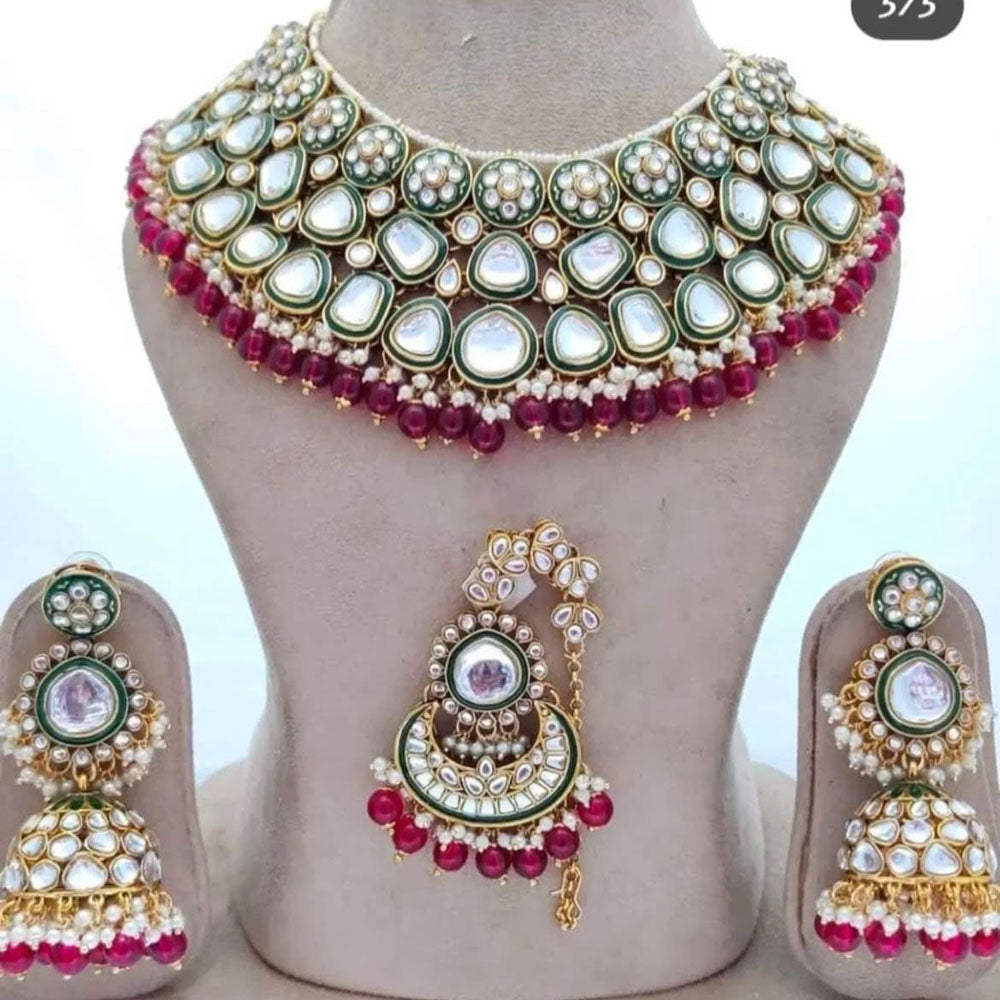 India Art Timeless Beauty Kundan Beads And Pearl Necklace Set