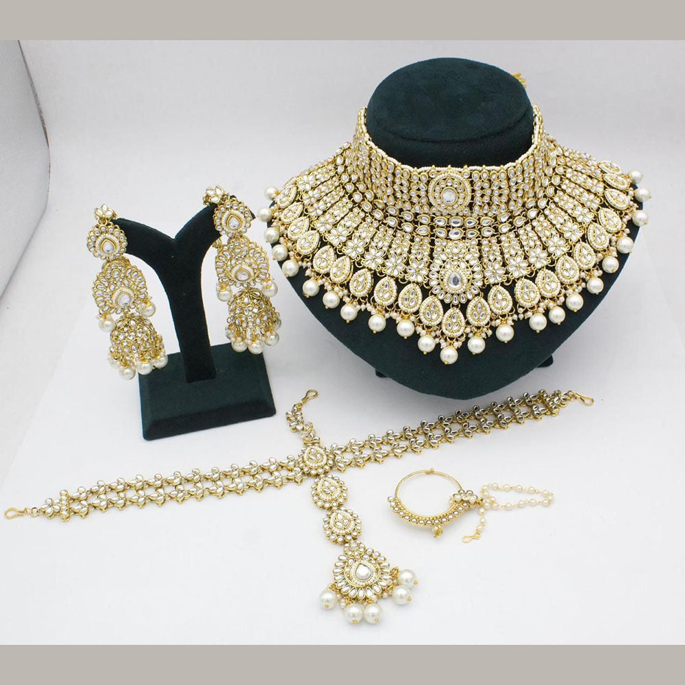 India Art Ethnic Glam Kundan And Pearl Choker Necklace Set