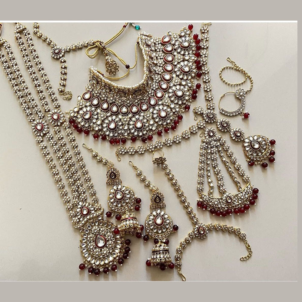India Art Elegant Glow Kundan Stone And Pearls Bridal Necklace set