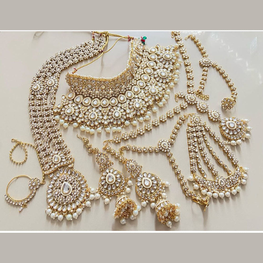India Art Elegant Glow Kundan Stone And Pearls Bridal Necklace set