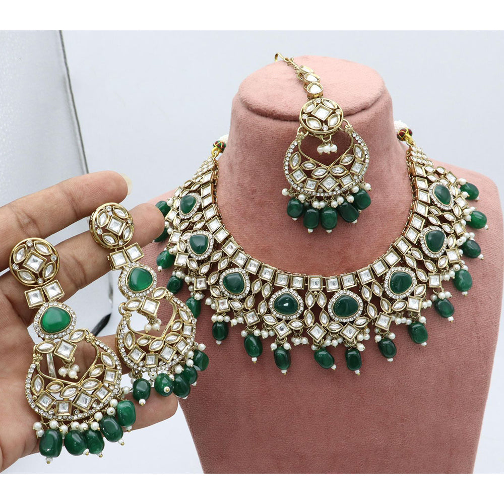India Art Designer Kundan Stone Pearl And Beads Necklace Set