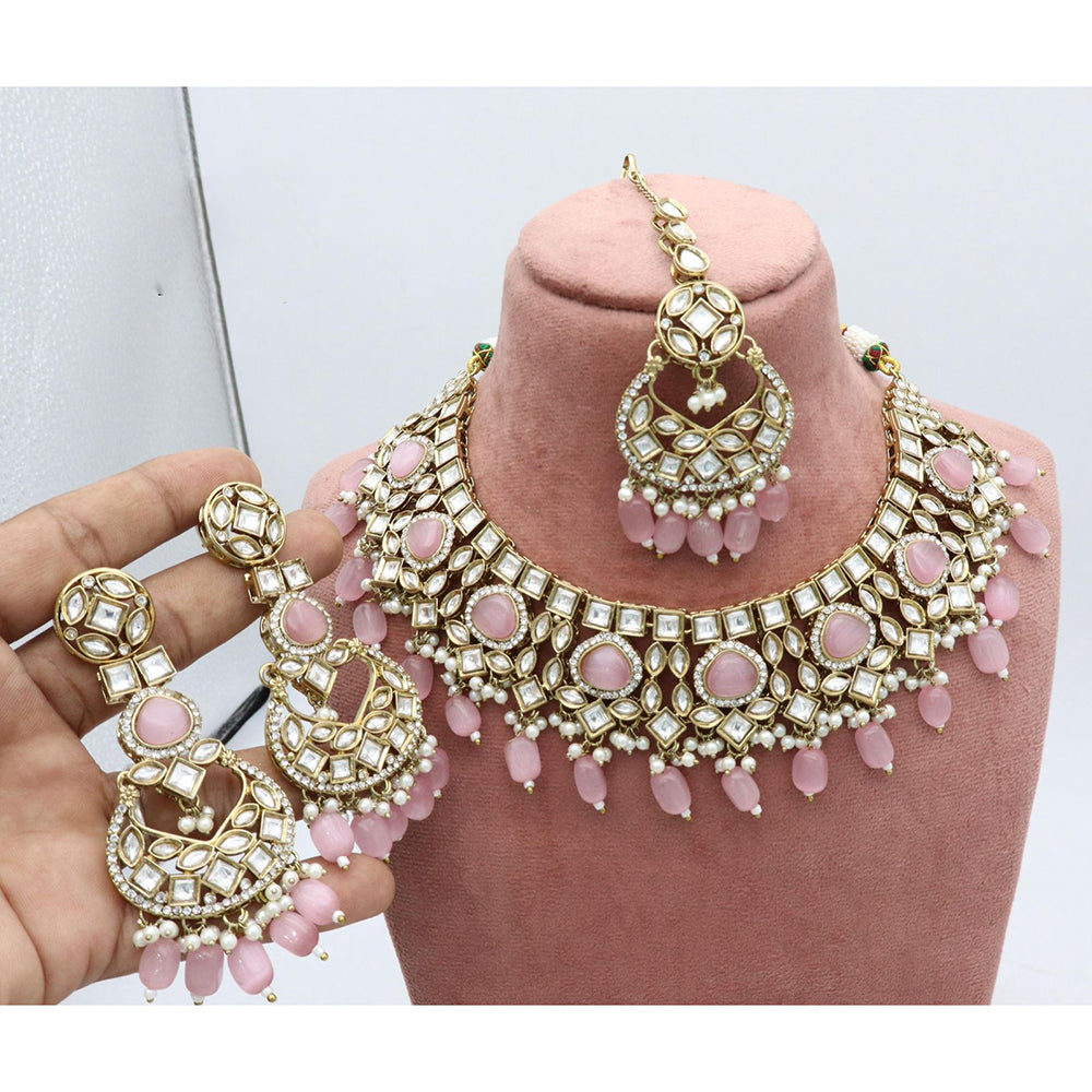 India Art Designer Kundan Stone Pearl And Beads Necklace Set
