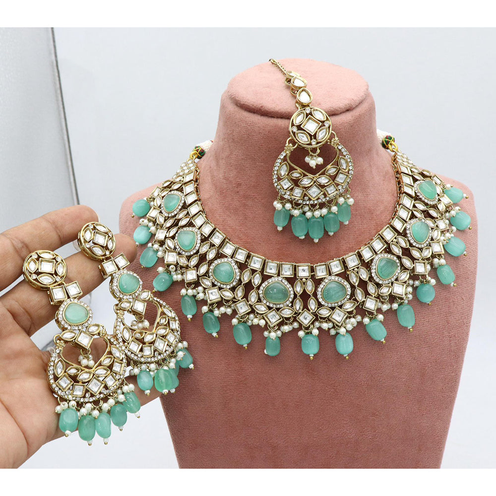 India Art Designer Kundan Stone Pearl And Beads Necklace Set
