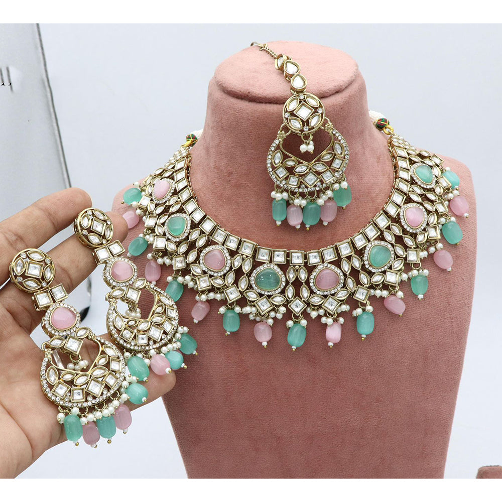 India Art Designer Kundan Stone Pearl And Beads Necklace Set