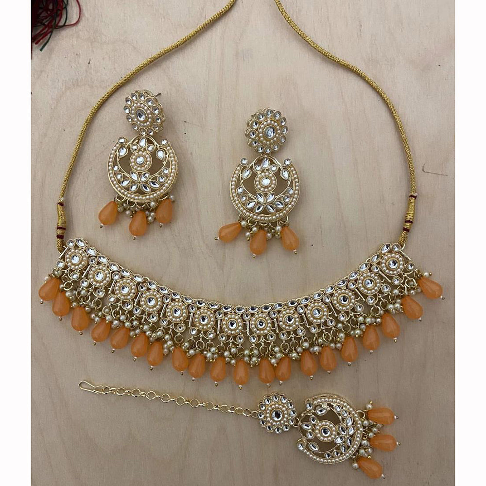 India Art Ethnic Kundan Stone Beaded And Pearl Necklace Set