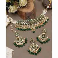 India Art Ethnic Kundan Stone Beaded And Pearl Meenakari Necklace Set