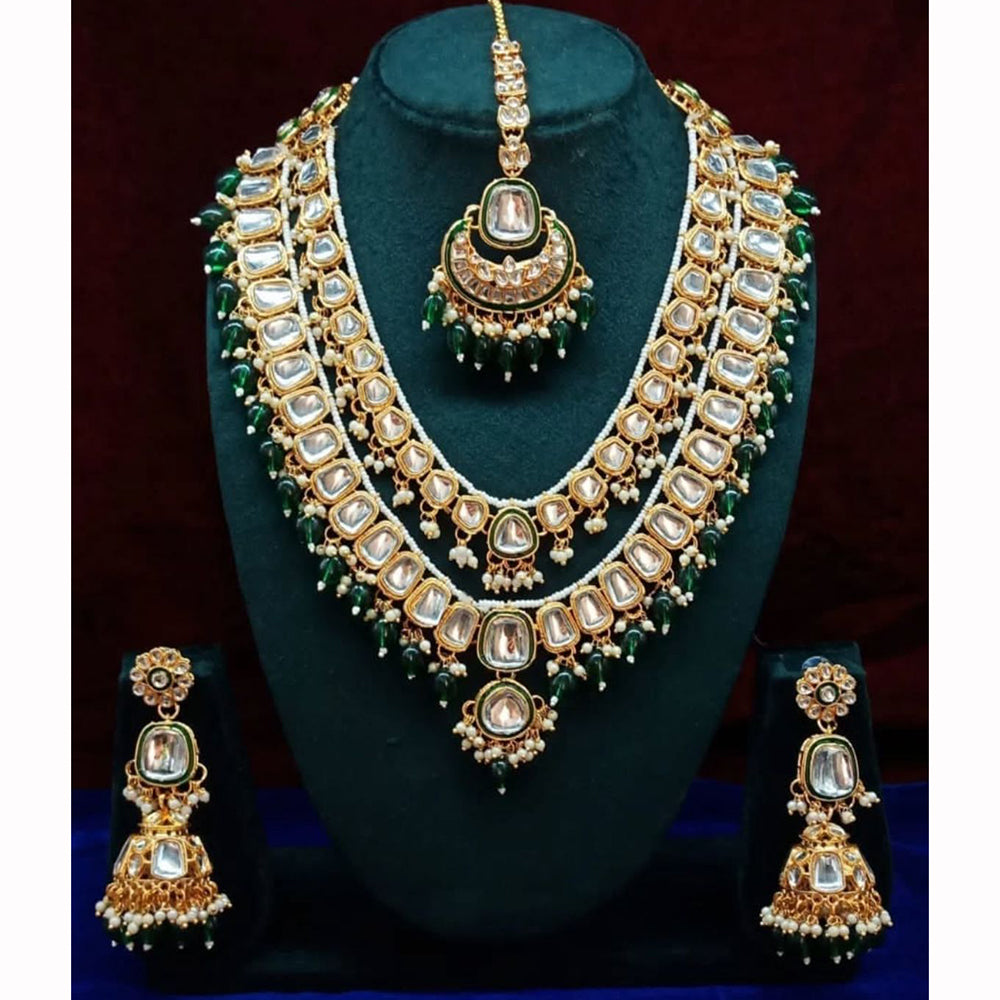India Art Ethnic Kundan Stone Beaded And Pearl Necklace Set
