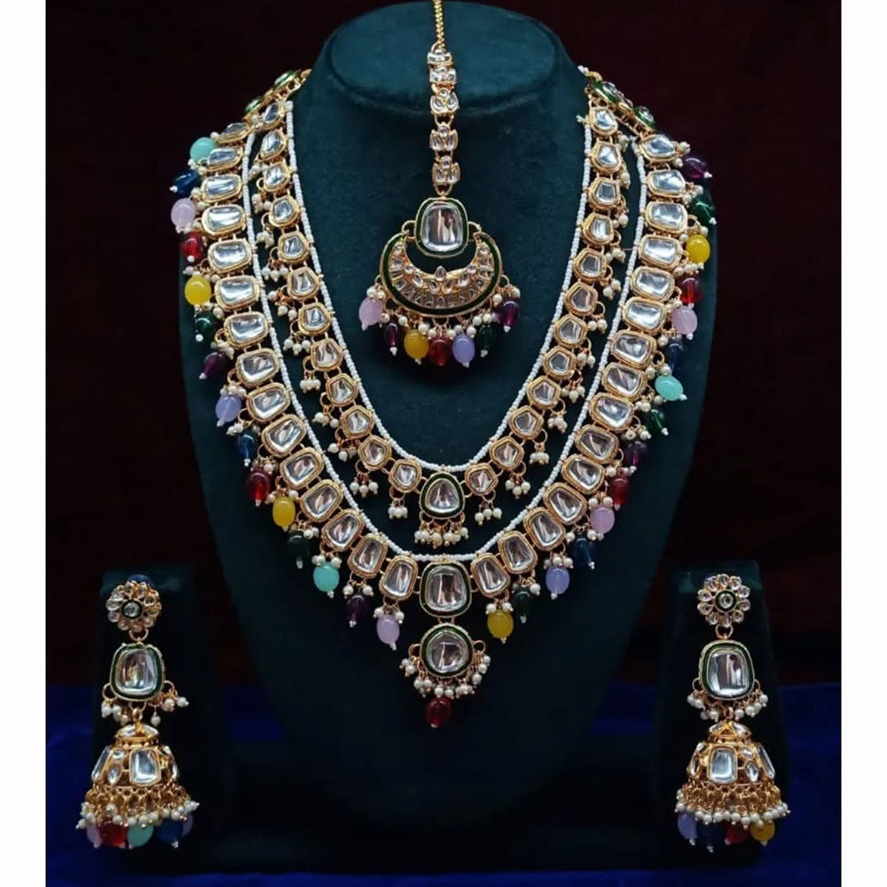 India Art Ethnic Kundan Stone Beaded And Pearl Necklace Set