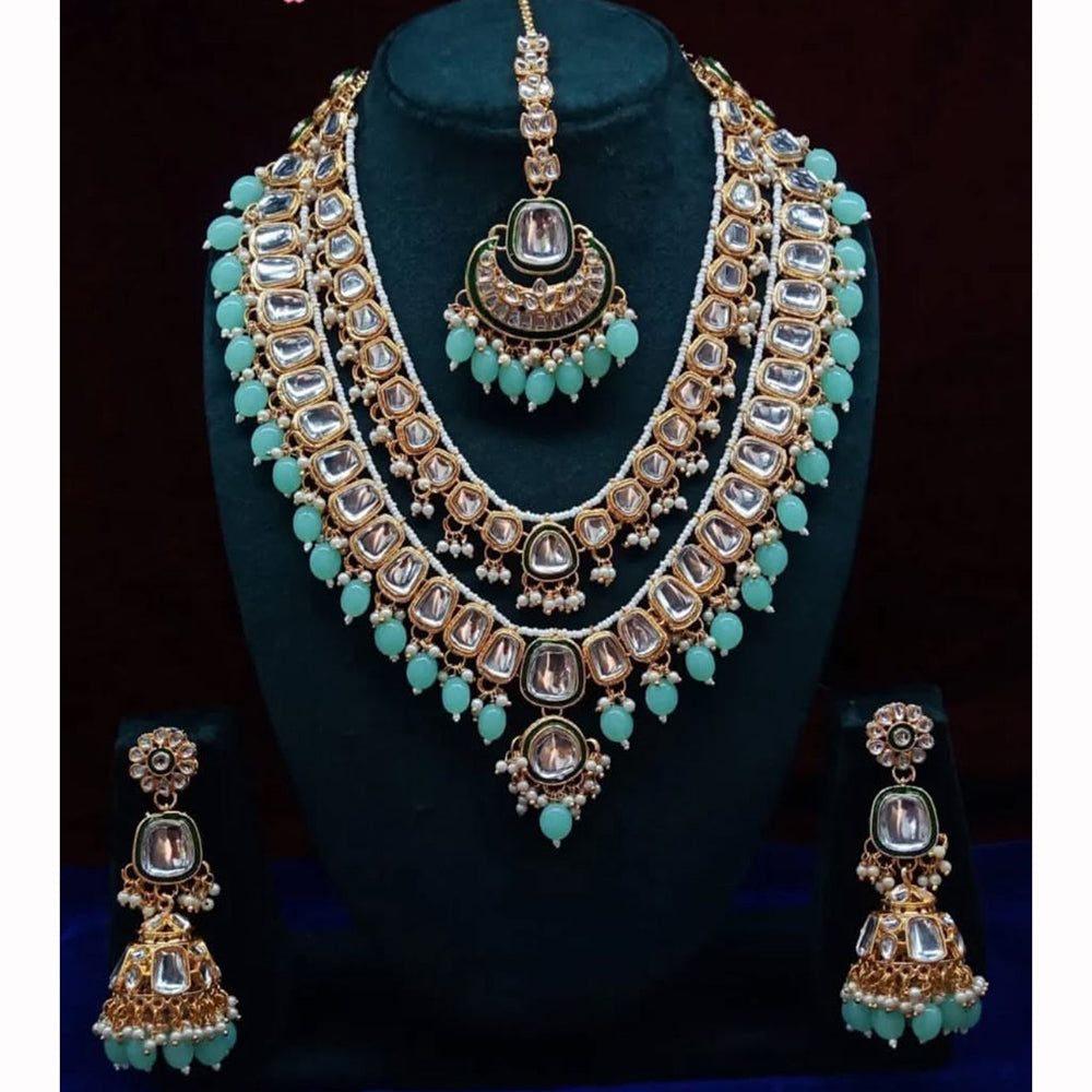 India Art Ethnic Kundan Stone Beaded And Pearl Necklace Set