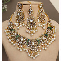 India Art Ethnic Kundan Stone Beaded And Pearl Necklace Set