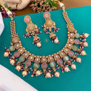 India Art Ethnic Pota Stone Beaded And Pearl Necklace Set