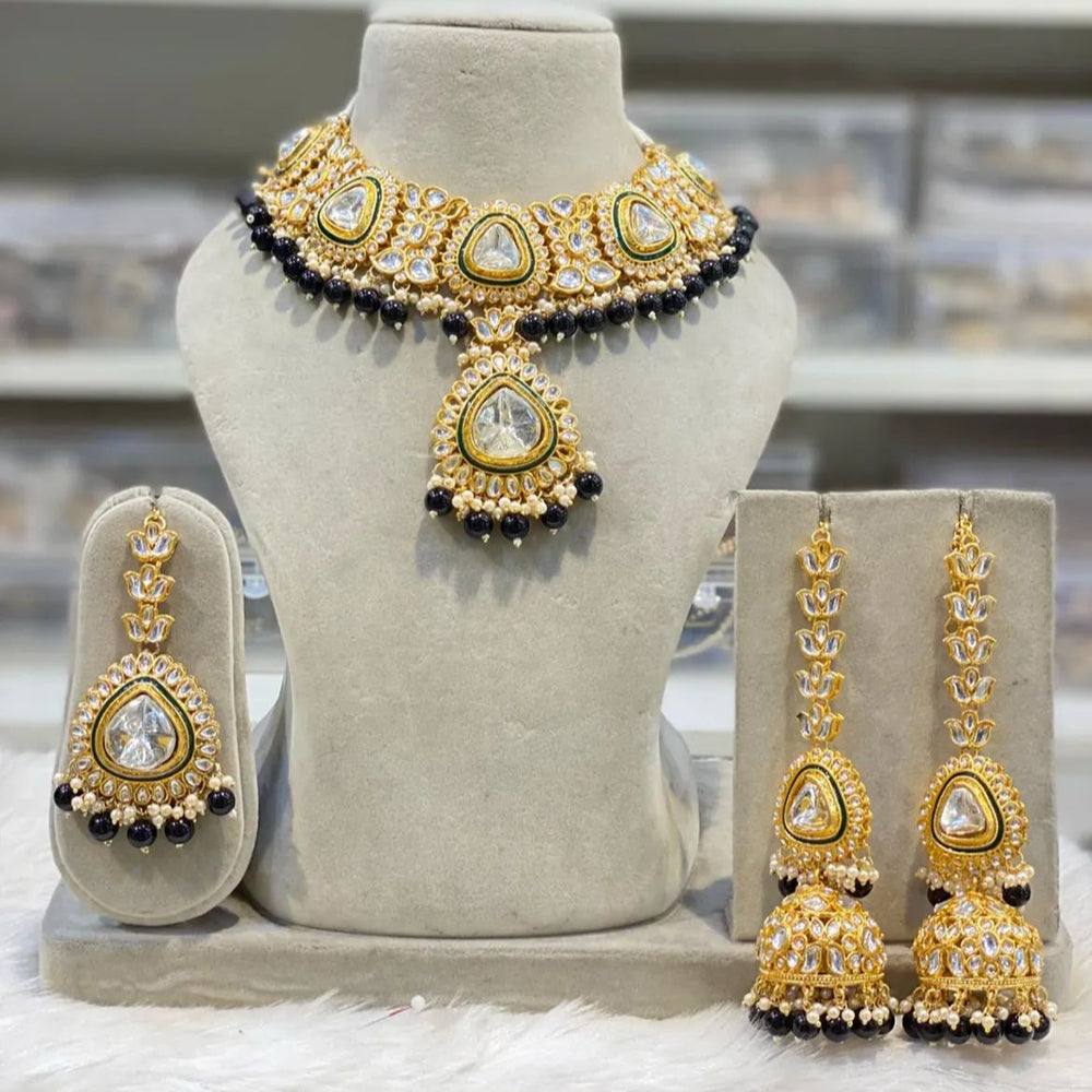 India Art Ethnic Kundan Stone Beaded And Pearl Necklace Set