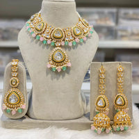 India Art Ethnic Kundan Stone Beaded And Pearl Necklace Set