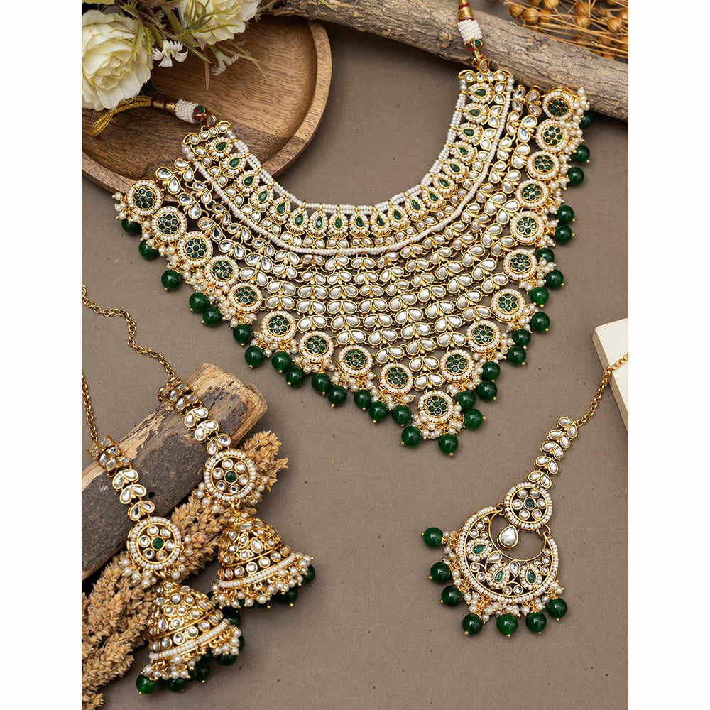 India Art Ethnic Kundan Stone Beaded And Pearl Necklace Set