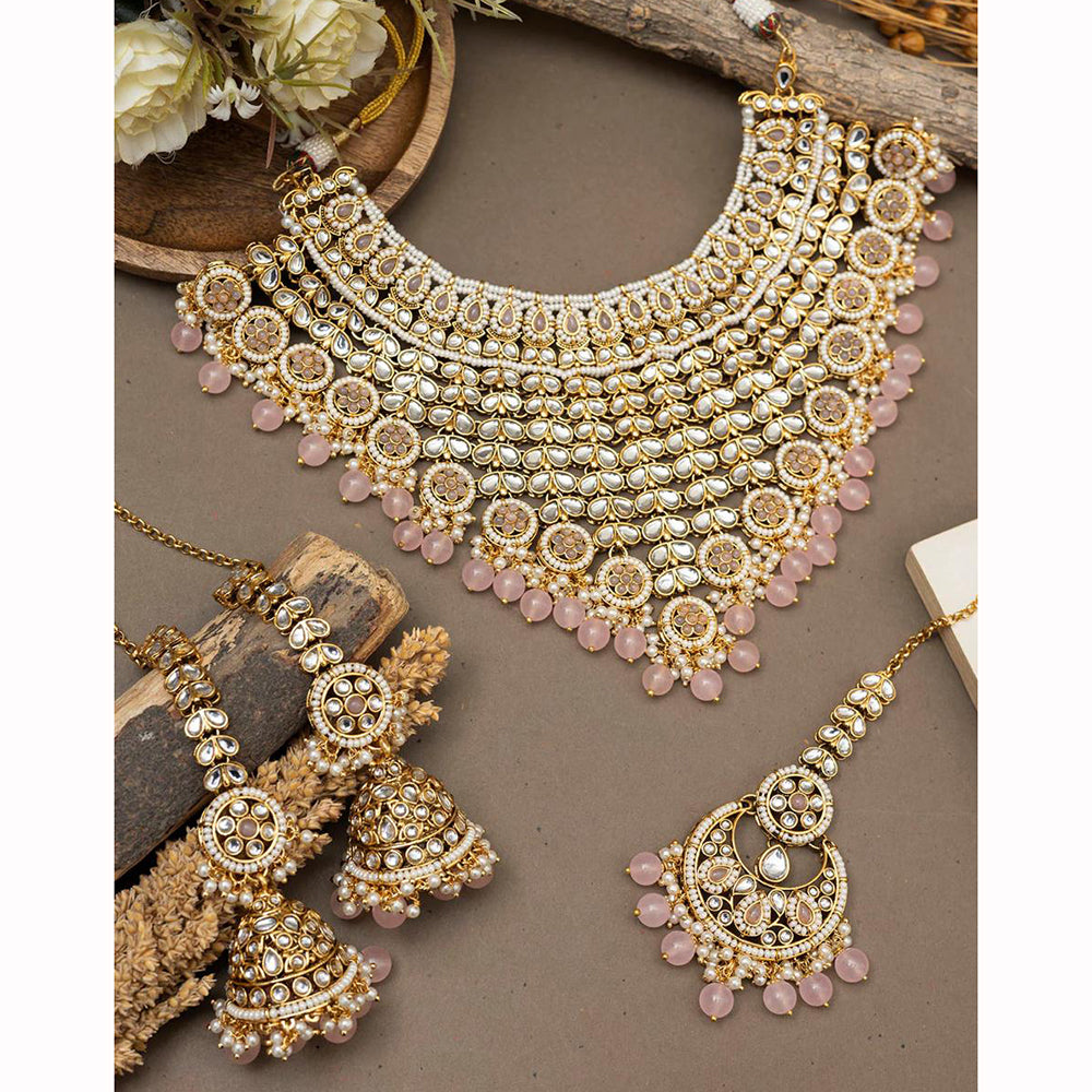 India Art Ethnic Kundan Stone Beaded And Pearl Necklace Set