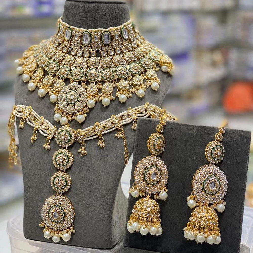 India Art Ethnic Kundan Stone Beaded And Pearl Necklace Set