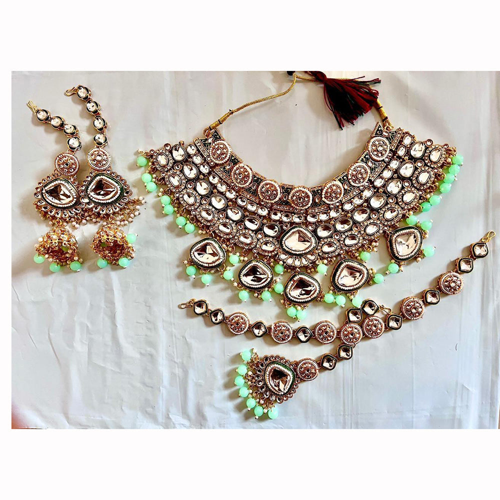 India Art Ethnic Kundan Stone Beaded And Pearl Necklace Set