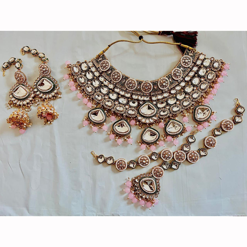 India Art Ethnic Kundan Stone Beaded And Pearl Necklace Set