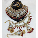 India Art Royal Kundan Stone And Pearl Meenakari Semi Bridal Necklace set