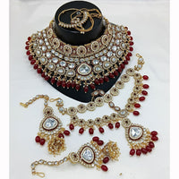 India Art Royal Kundan Stone And Pearl Meenakari Semi Bridal Necklace set