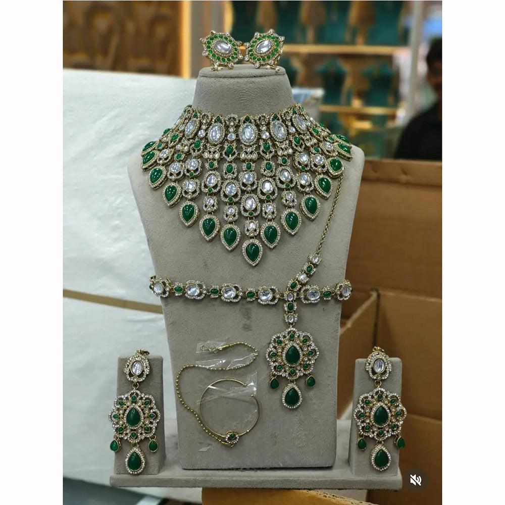 India Art Royal Kundan Stone And Pearl Semi Bridal Necklace set