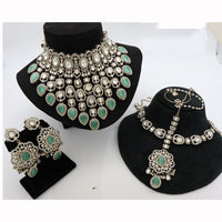 India Art Royal Kundan Stone And Pearl Semi Bridal Necklace set