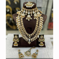India Art Heritage Style Kundan Beads And Pearl Double Layer Long Necklace Set