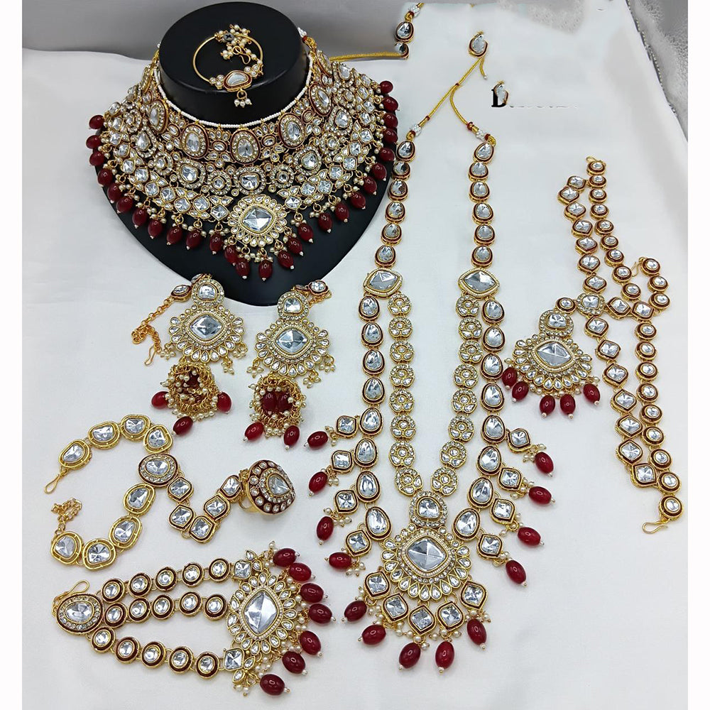 India Art Glamorous Crystal Stone Beads Bridal Jewellery Set