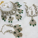 India Art Royal  Pearl Kundan Stone Pearl And Beads Semi Bridal Necklace Set
