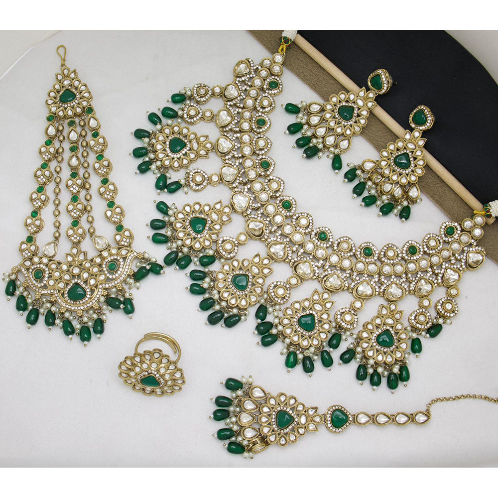 India Art Heritage Glow Pota Stone Pearl And Beaded Necklace Set