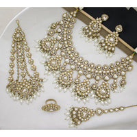 India Art Heritage Glow Pota Stone Pearl And Beaded Necklace Set